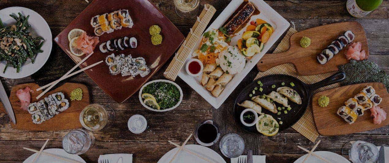 A Bistro Catering sushi platter during a corporate event